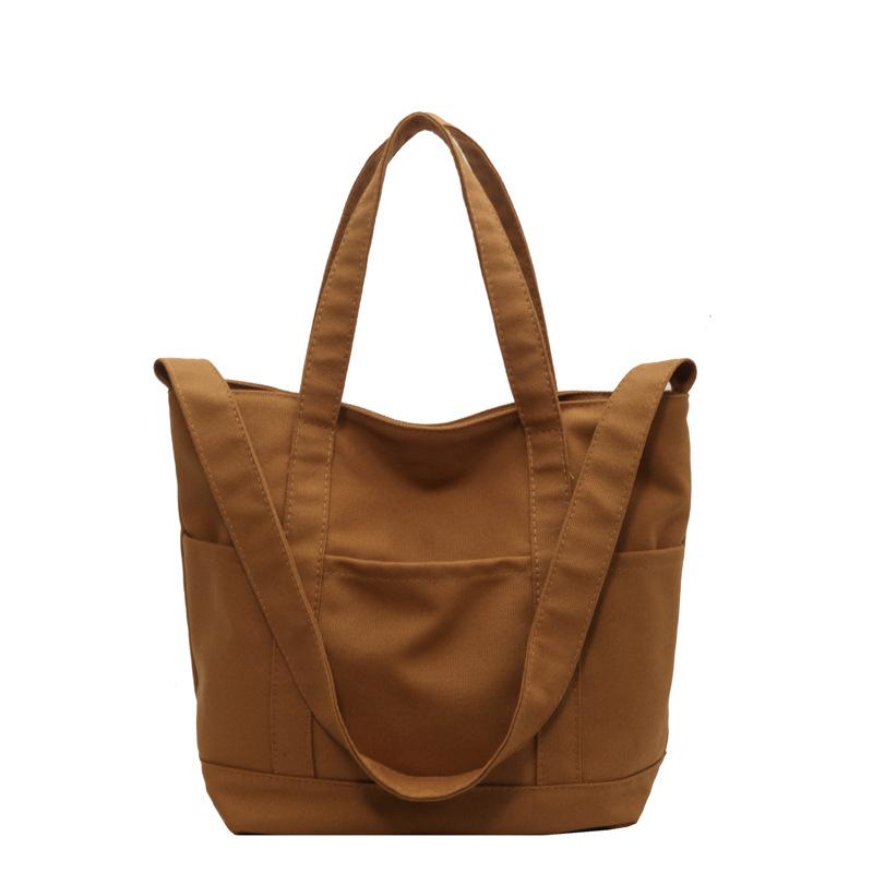 Simple canvas bag women's 2025 new versatile casual women's casual large-capacity retro portable tote bag large bag