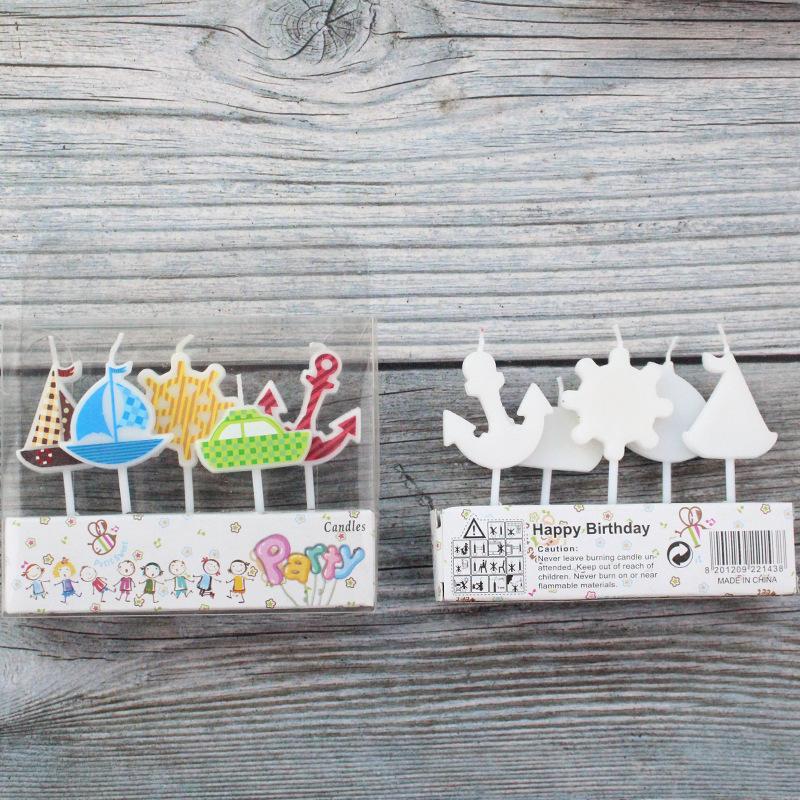 Cute Cartoon Birthday Cake Candles Creative Children's Baking Decoration Car Balloon Ship Combination Candle