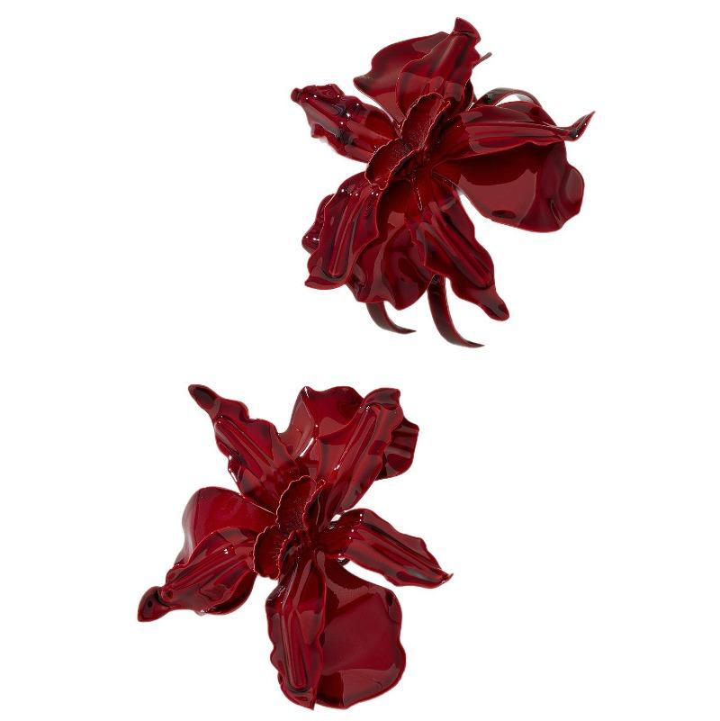 Personality Exaggerated Niche Design High Sense Red Big Flower Bracelet Ring Women's Party Gift