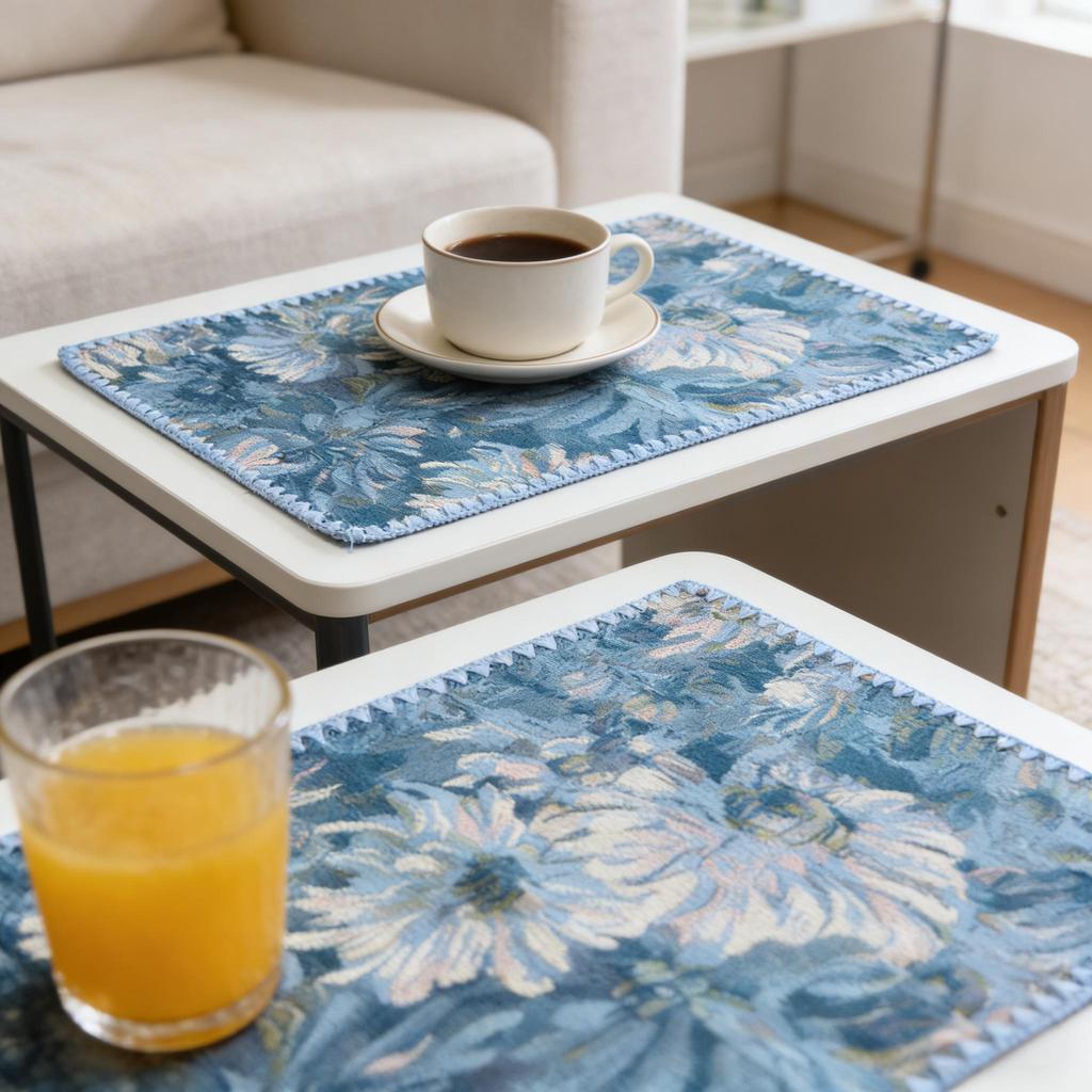 Cotton Linen 12 x 18 Inch Washabl Non-Slip Dining Mats Reusable Kitchen Dining Room Home Party Festival Decor Placemats