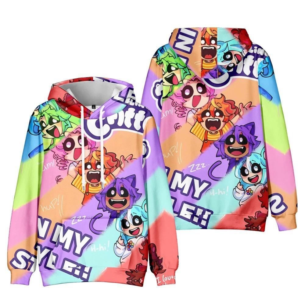 Smiling Critters Cartoon Pattern Anime Hoodies Men/Women Hooded Pullover Sweatrshirts Oversized Harajuku Sweatshirts S