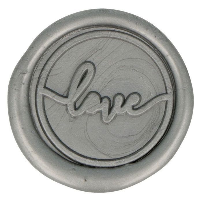 10 Sceaux de cire à coller argentés Love 25 mm