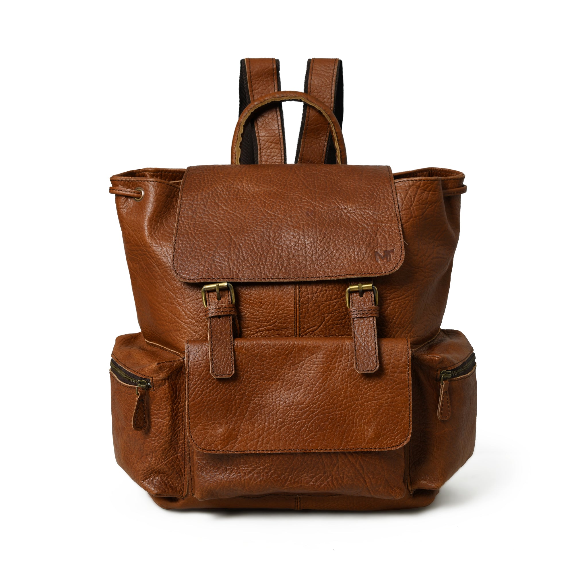 MaheTri Honeycomb Explorer Backpack Genuine Leather Bag For Everyday Use 16 Inch коричневый