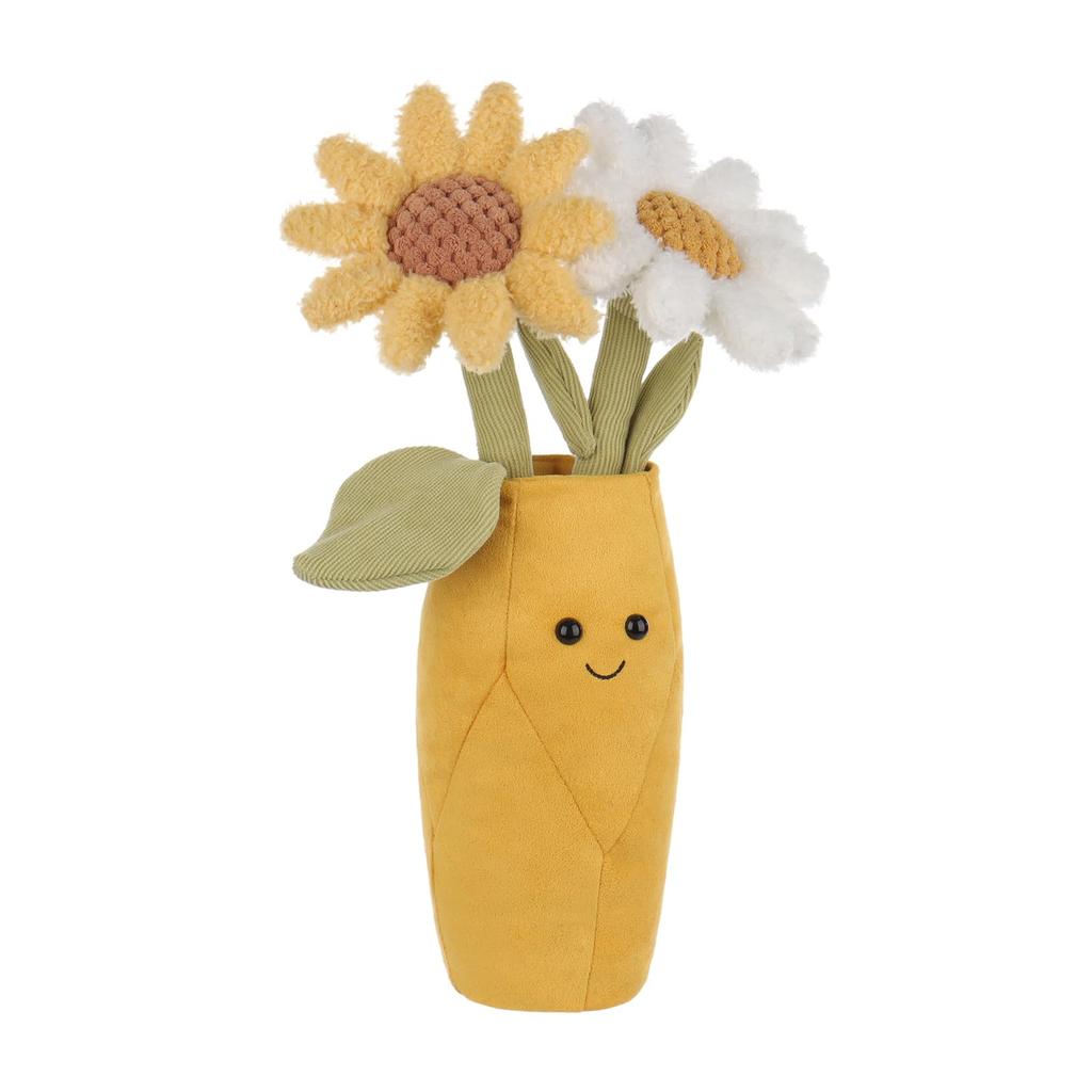 Aprikosenlamm Gänseblümchen-Vase Plüsch Weich und Niedlich Stofftier für Babys und Plüsch-Gänseblümchen-Vase 35cm Tier für Kinder, Jungen,