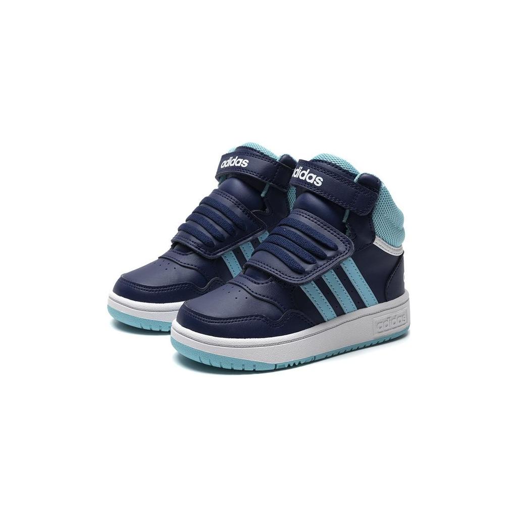 Adidas Hoops Bb Performance Trendy Comfortable Simple Style High-Top Walking Shoes Baby Shoes Blue IF5314