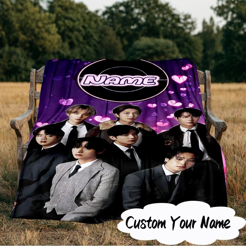 Custom Name K-pop Stars Formal Attire Blanket Ideal Bedding Blanket Perfect for Travel, Camping, Living Rooms, Offices, Sofas, Fan Christmas gift