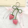 Y2K Słodki Materiał Krata Truskawka Kokarda Brelok Ins Modny Breloczek Koreańska Estetyka Dziewczęce Breloczki Zawieszka do Torby Prezenty dla Dziewczyn