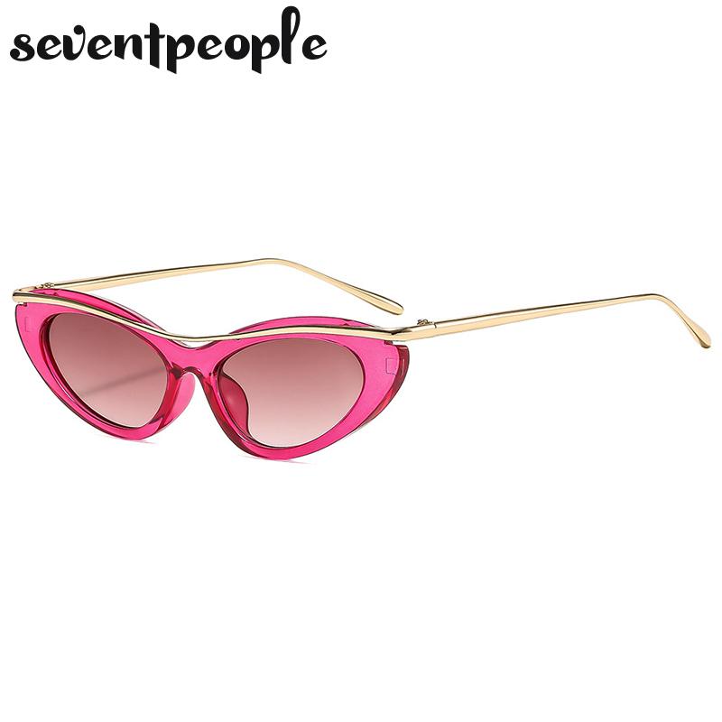 Sexy Cat Eye Punk Sunglasses Women  Luxury Brand Fashion Metal Small Frame Sun Glasses For Ladies Trendy Cateye Shades UV400