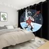 Space Astronaut Blackout Curtains Fun Cartoon Print Window Curtain for Kids Bedroom Living Room Playful Room Darkening Drapes