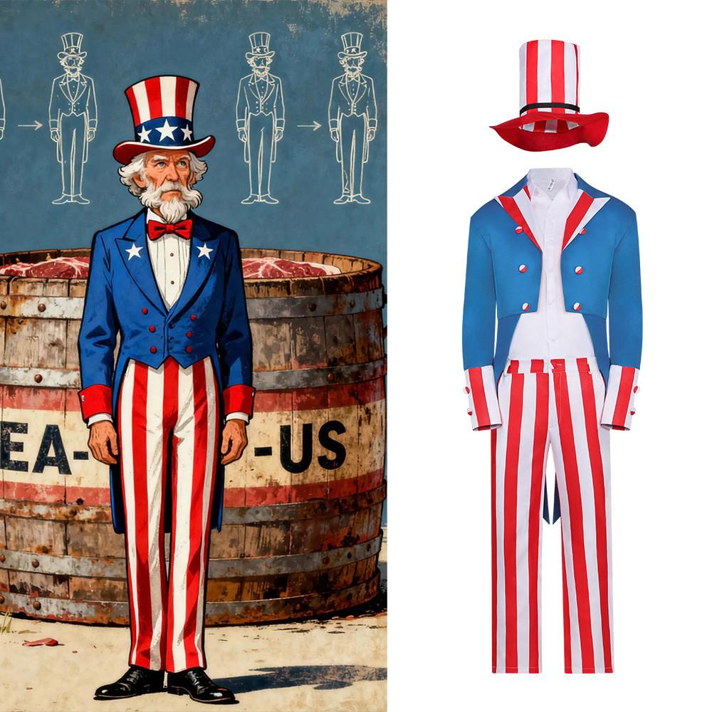 The Purge Cosplay Costume Uncle Sam Independence Day Performance Wear For Halloween Party