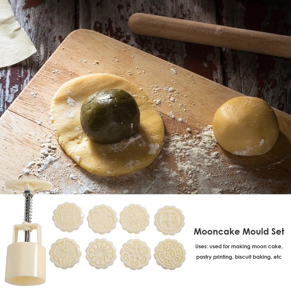 8pcs DIY Cake  Easy Cleaning Mooncake Maker Thickened Mid-autumn Baking Tool Labor-Saving for Home Kitchen Bakery Use