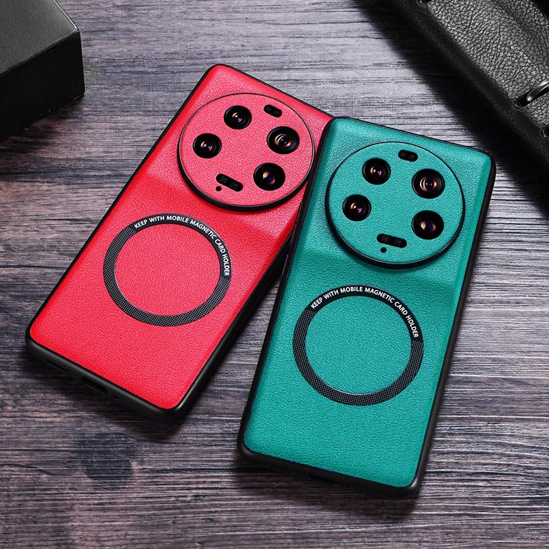 For Xiaomi 13 Ultra Magnetic Case Compatible with MagSafe PU Leather Coated PC+TPU Phone Cover