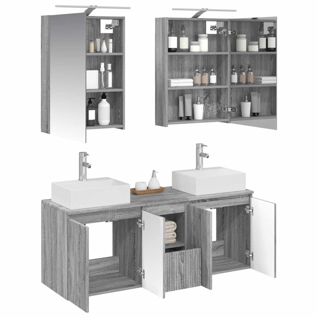 5 Piece Bathroom Cabinet Set Gray Sonoma Wood Based Material