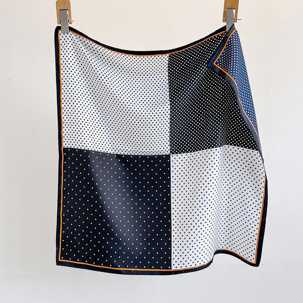 70cm Luxury Imitation Silk Square Scarf Women‘s Double-sided Polka Dot Print Neckerchief Bandanas Foulard Hairbands Shawls Wraps