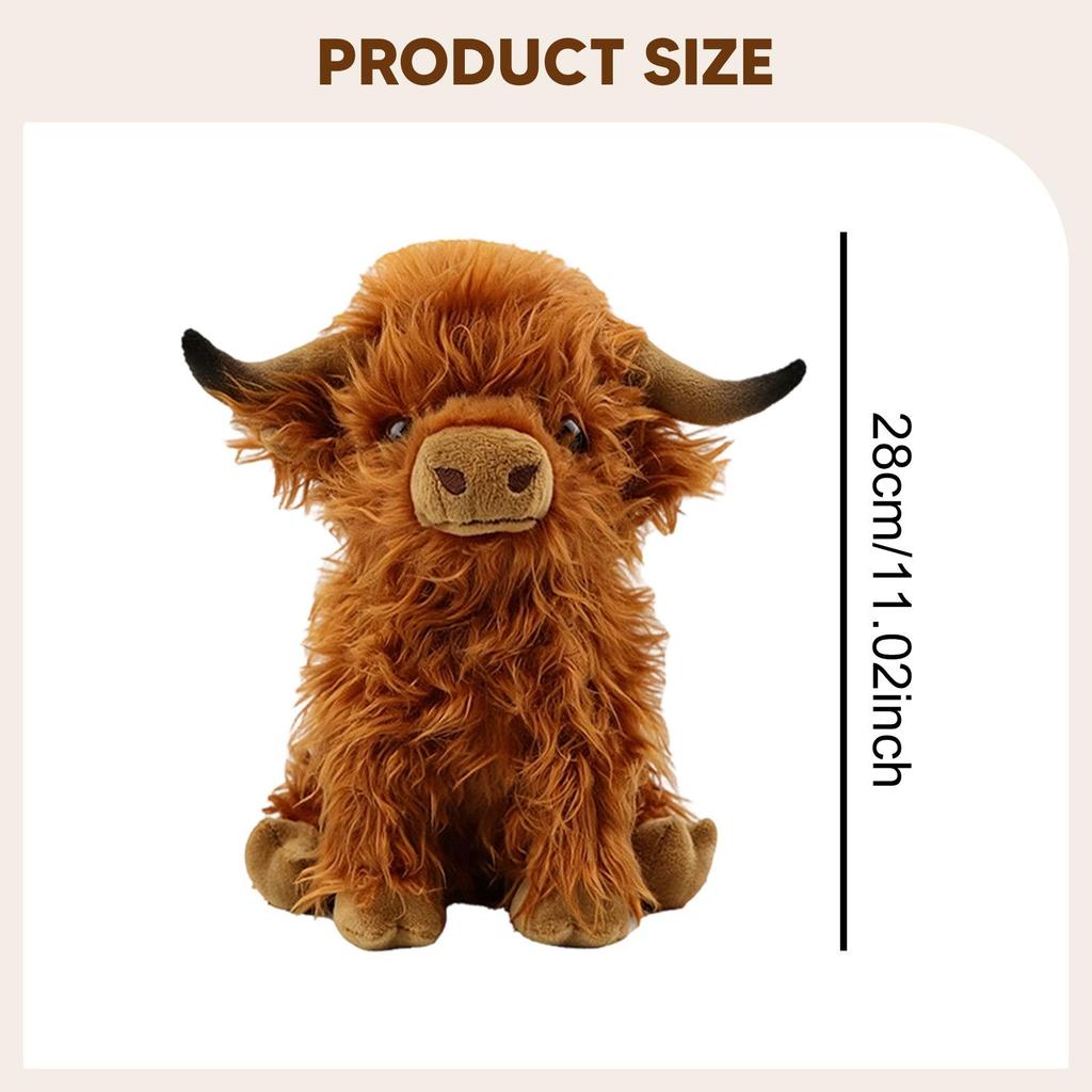 Plush Highland Cow Doll Snuggling Hugging Sofa Ornament Birthday Gifts Teens brown