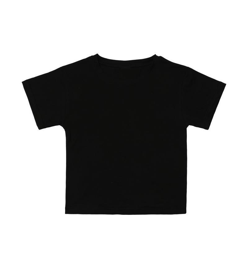 AA-14 Summer Short Sleeve Crop Top Crew Neck Casual Solid Color, Logo Printable