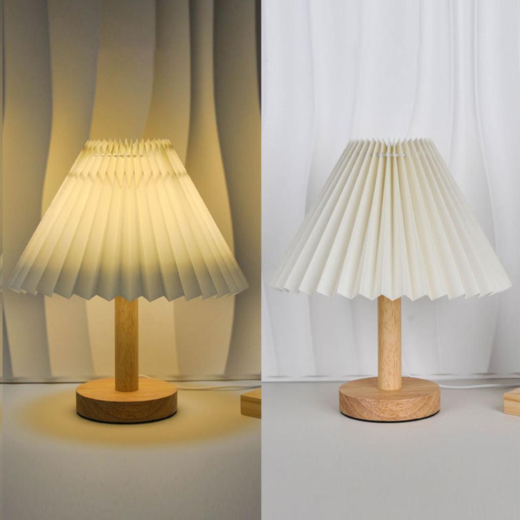 Table Lamp, Bedroom, Bedside Lamp, Internet Instagram, Girl Atmosphere Lamp, LED  Retro Pleated Decorative Night Light