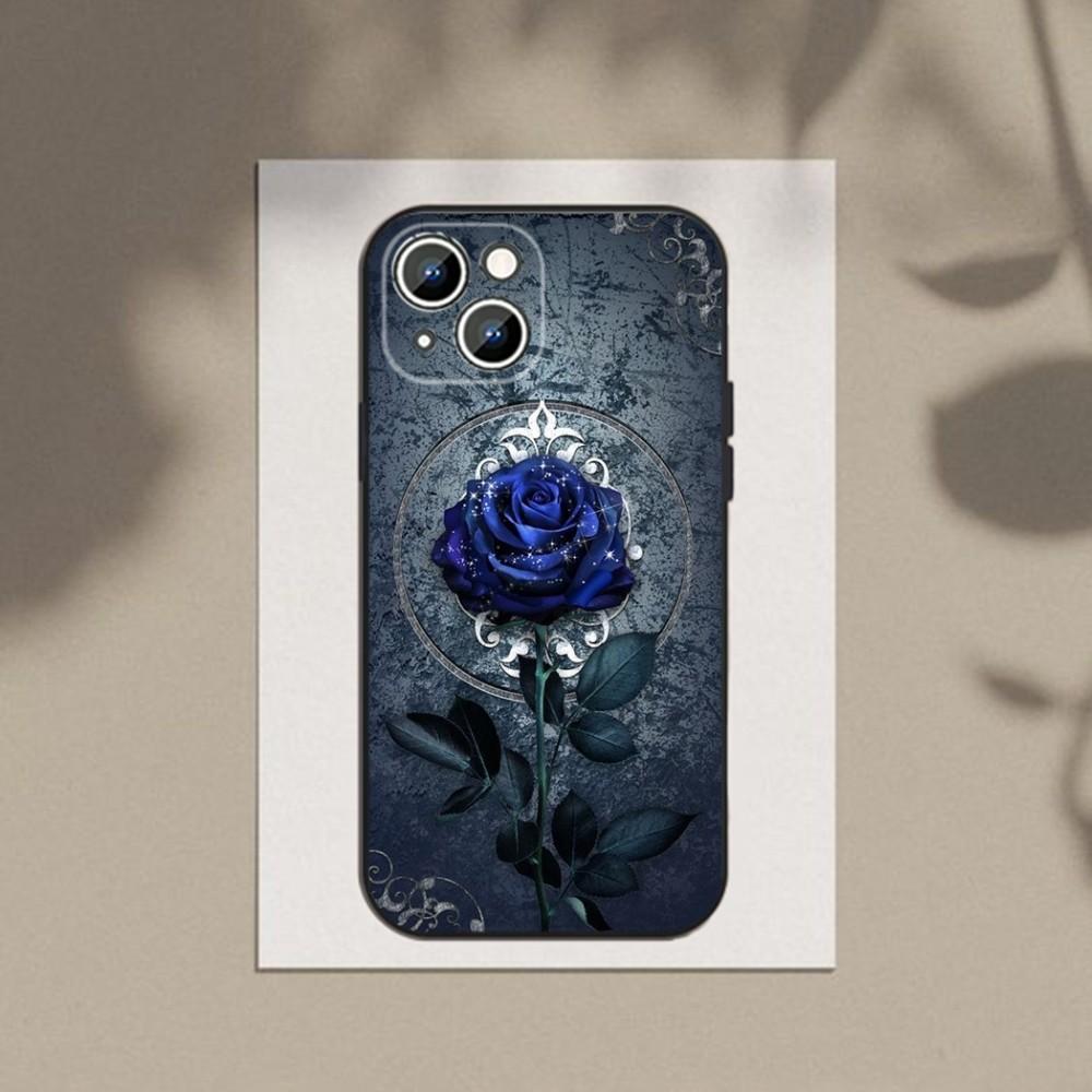 Blue Rose Flower Ultra-Thin TPU Phone Case for iPhone 6-16ProMax/SamsungS7-S24Ultra/Redmi13TPro - Shockproof,Scratch-Resistant,RaisedCameraSafe Cover