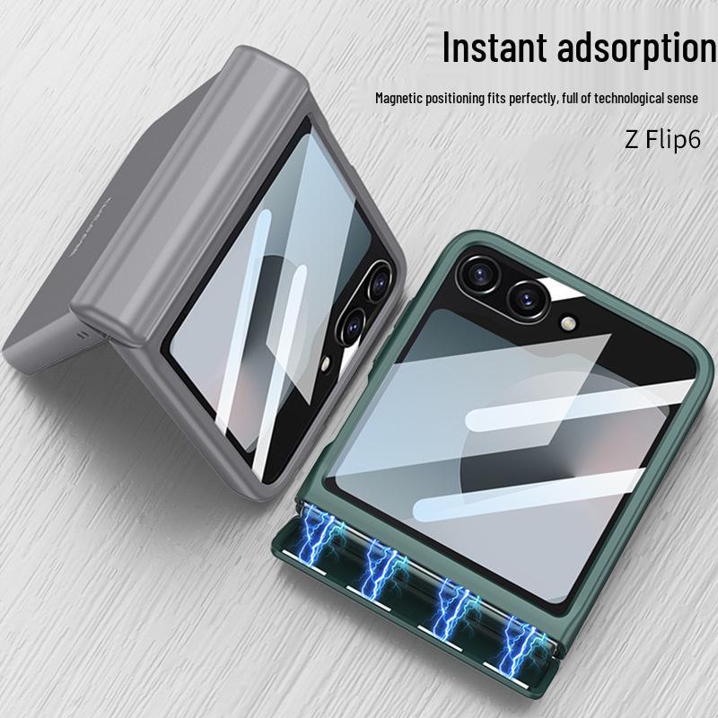 Samsung Z Flip 6 Ultra-thin Foldable Phone Case with Large Window and Magnetic Buckle