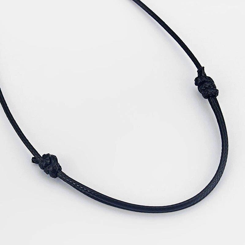 Black Adjustable 40-80Cm Waxed Cord Leather Necklaces For Women Men Accessories Simple Trendy Rope Long Necklace Fit Diy Pendant