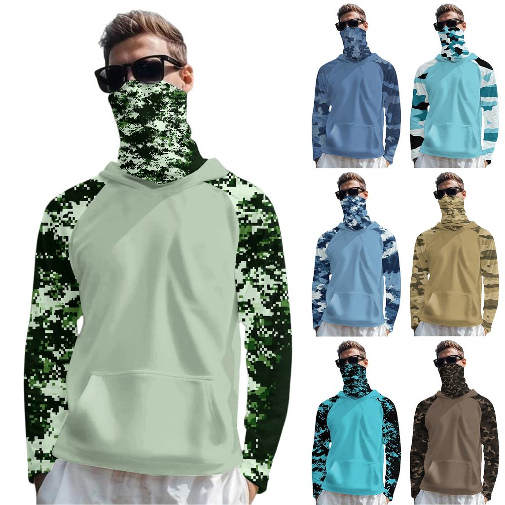 Lightweight Sun Protection Hoodie with Integrated Face Cover Long Sleeve Rash Guard Shirt for Outdoor Activities UV Shielding