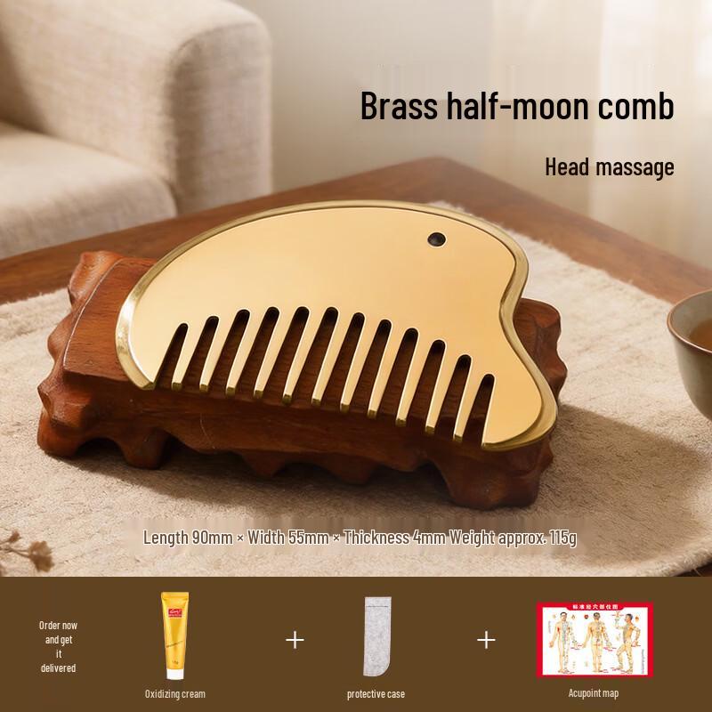 

Brass Half-Moon Meridian Massage Comb