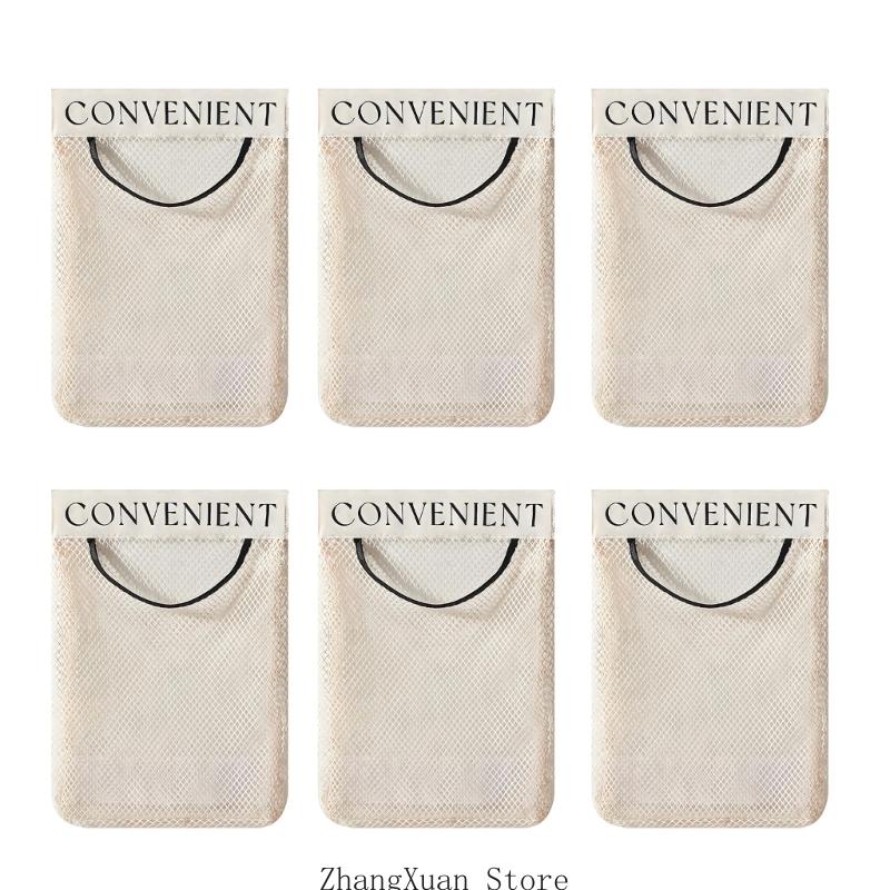

6pcs Polyester Mesh Bags Durable For Toy Storage Travel And Outdoor Use Small Bag Pouches 36x25cm білий