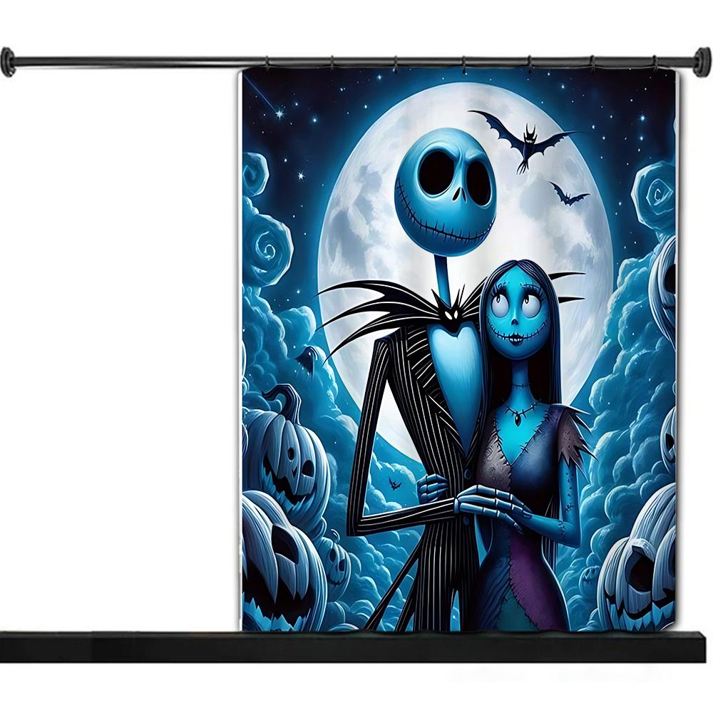 Dusche Jack Skellington Vorhang Wasserdicht Polyester Stoff Farbe Bunt Badezimmervorhänge Haus Badezimmer Dekor Vorhang Mit Haken