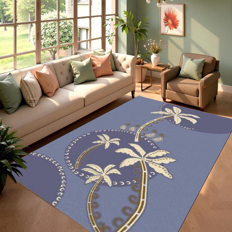 

Elegant Purple Floral Embroidery Printe Carpet Non-slip Soft Washable Area Rug for Living Room Bedroom Home Decoration 40x60cm