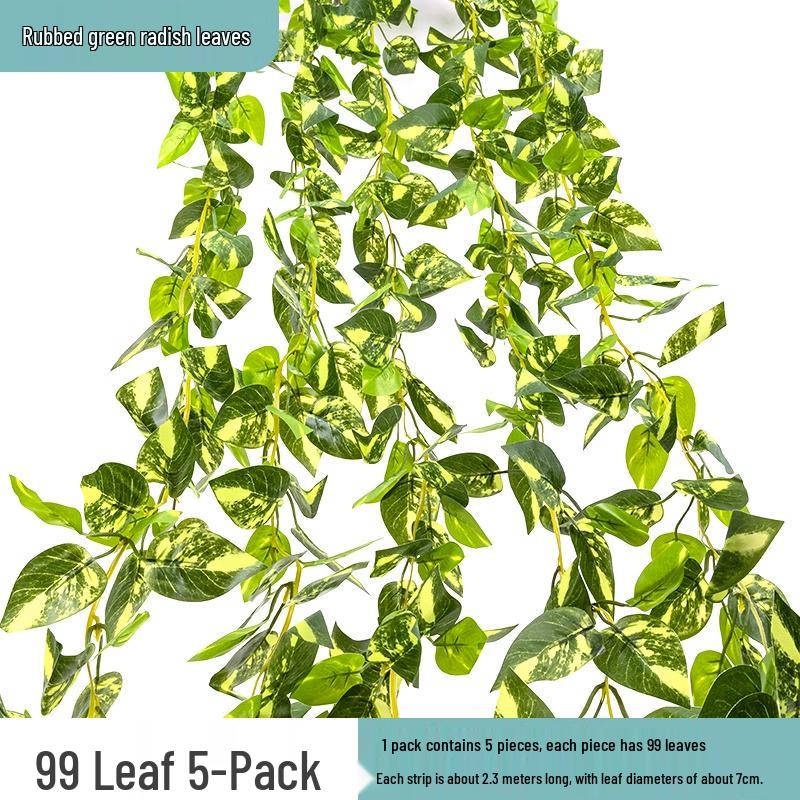 Rattan Air Conditioning Pipe Cover with Artificial Green Vines and Leaves