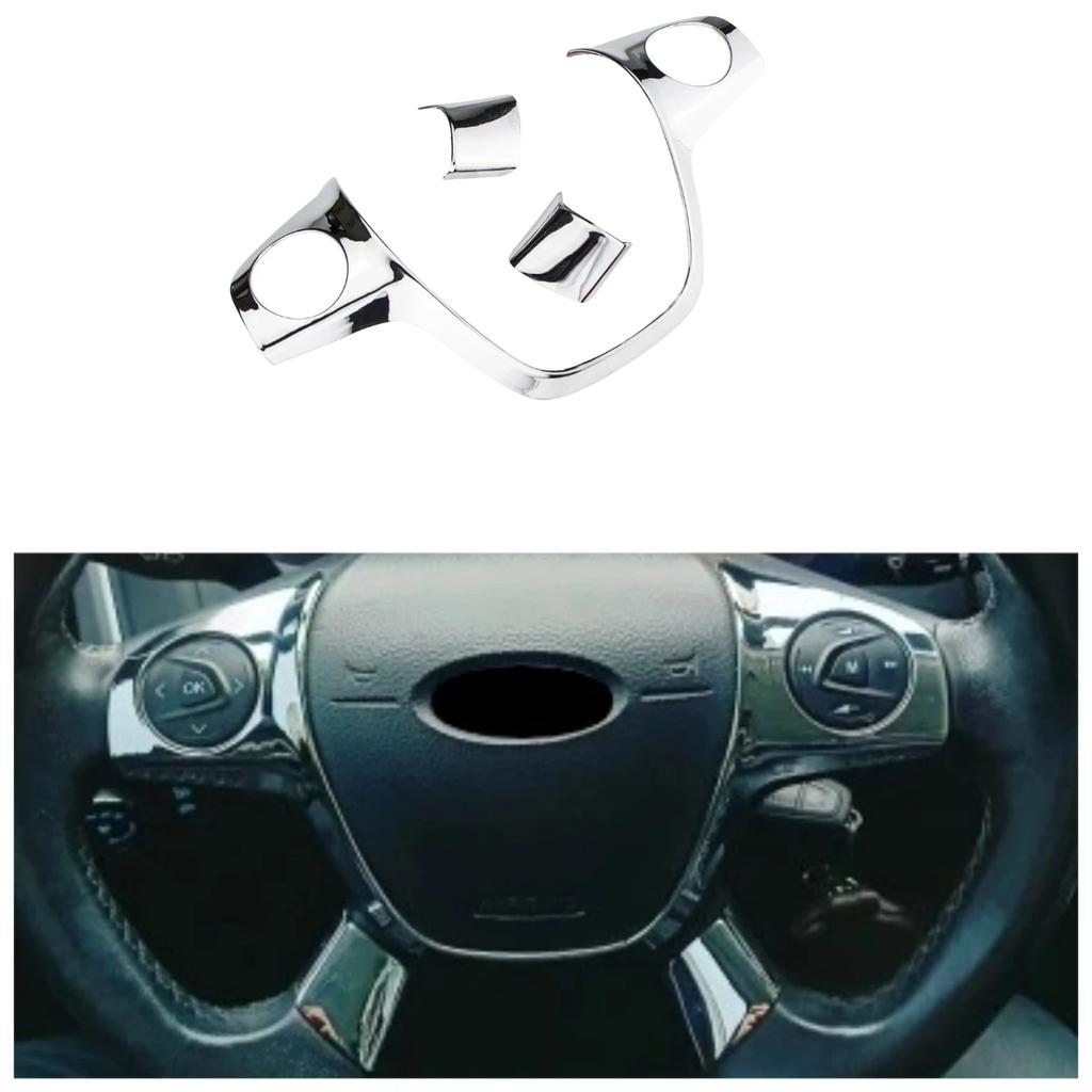ABS Chrome Steering Wheel Cover Trim Sticker Case for Ford Focus 3 Mk3 2012-2014 Kuga 2013-2015 Auto Accessories