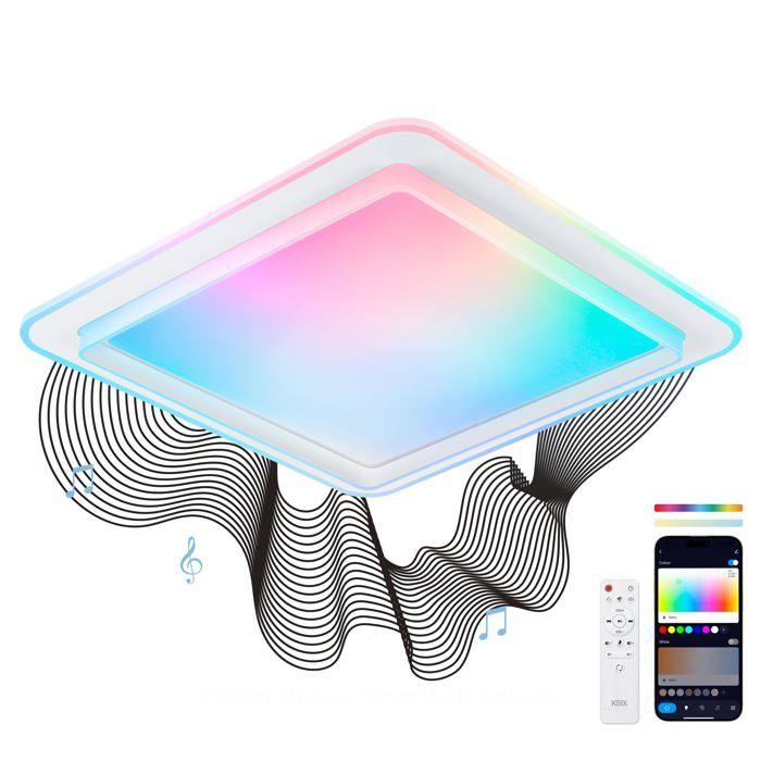 Plafonnier LED avec haut-parleur - KSIX smart your tech - 48,5x48,5x9 cm - 4450 lm - RGBIC + CCT - Télécommande incluse