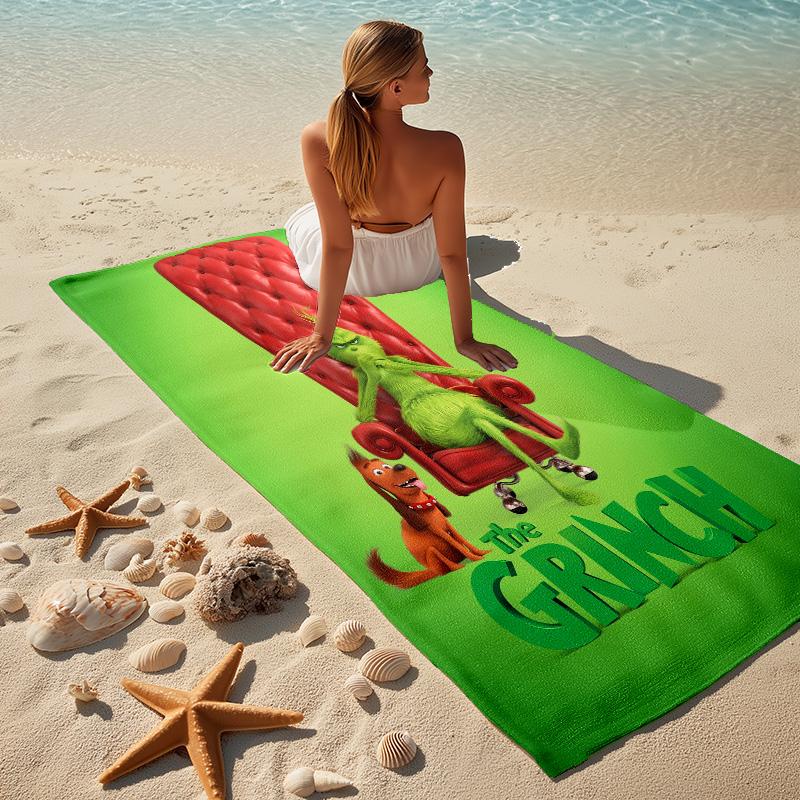 Grinch Throne Stylish Digital Printing Beach Towel Quick Drying Absorbent Blanket For Beach Pool Gym Travel Christmas Gift C9211467