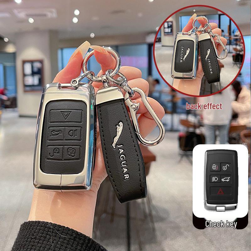 Jaguar XFL/XEL/F-Pace/XJL/F-Type/E-Pace High-End Leather Metal Key Case for Men & Women