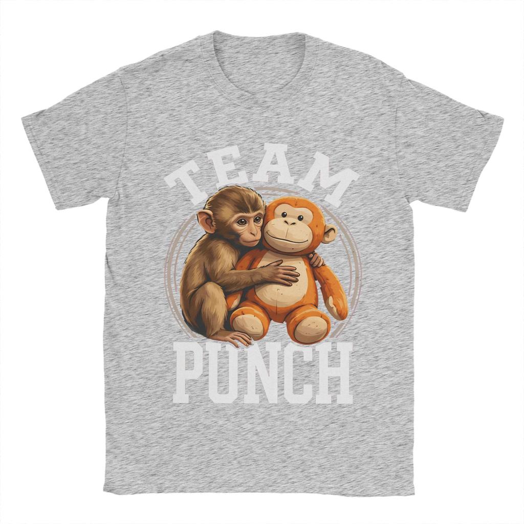 Team Punch Monkey and OranMama TShirt for Unisex Women Vintage Cotton Tees Crew Neck Short Sleeve T Shirt Summer Clothes