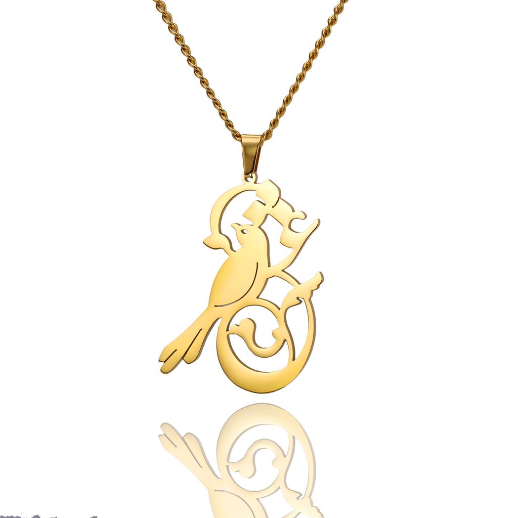 Hummingbird flower pendant necklaces for women and girls, stainless steel, gold color, choker, animal jewelry, birthday gift.