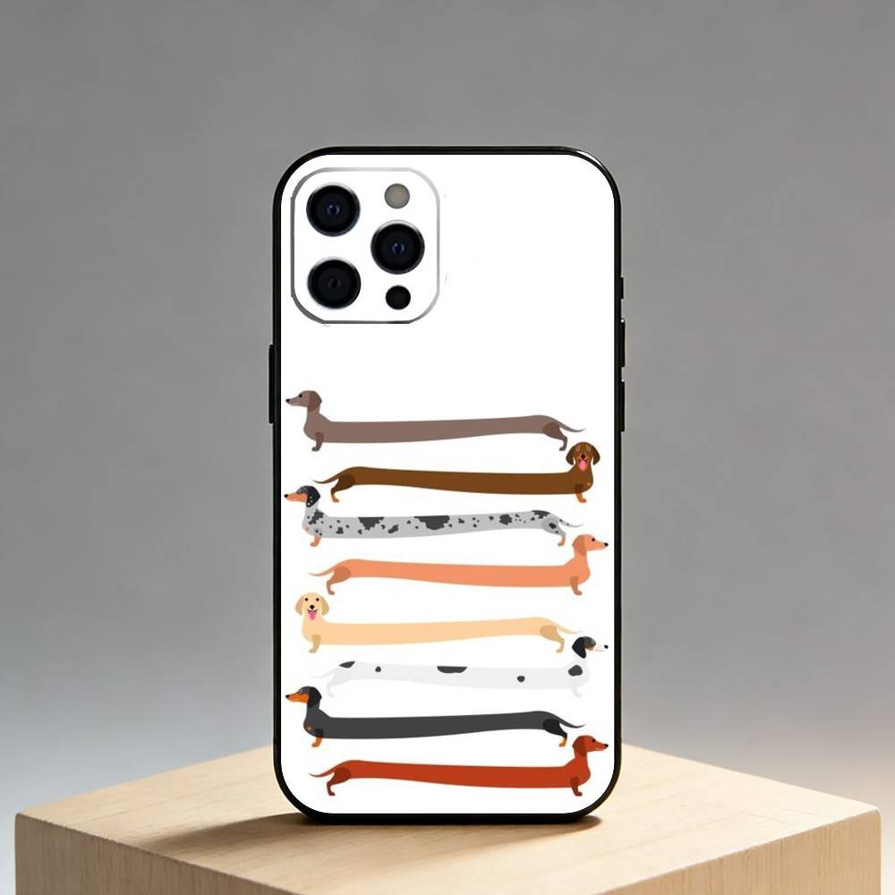 Креативный чехол для телефона с рисунком таксы Для iPhone17,16,15,14,13,12 Plus,Max Мягкий силиконовый черный чехол iPhone17PRO