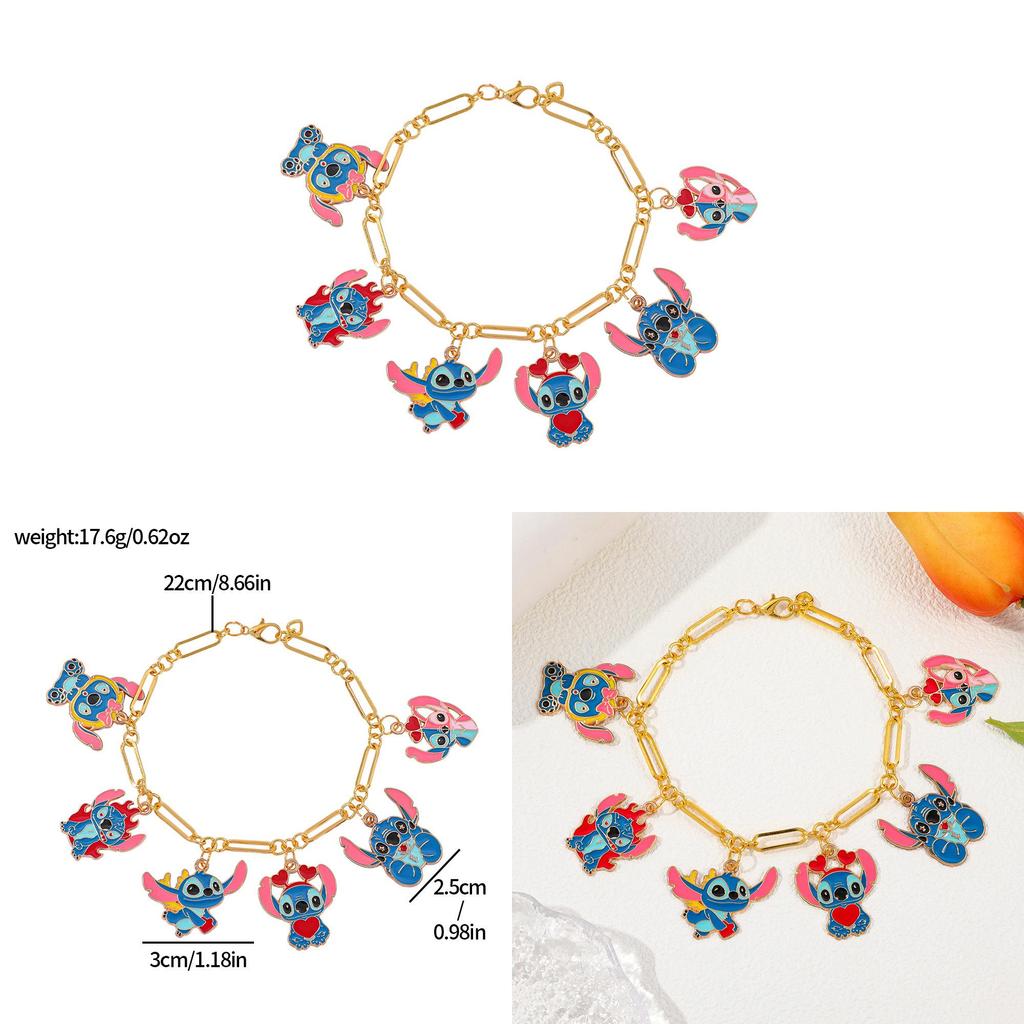 Stitch Cartoon Charm Bracelet For Girls With Zinc Alloy Finish Perfect For Friendship Gift