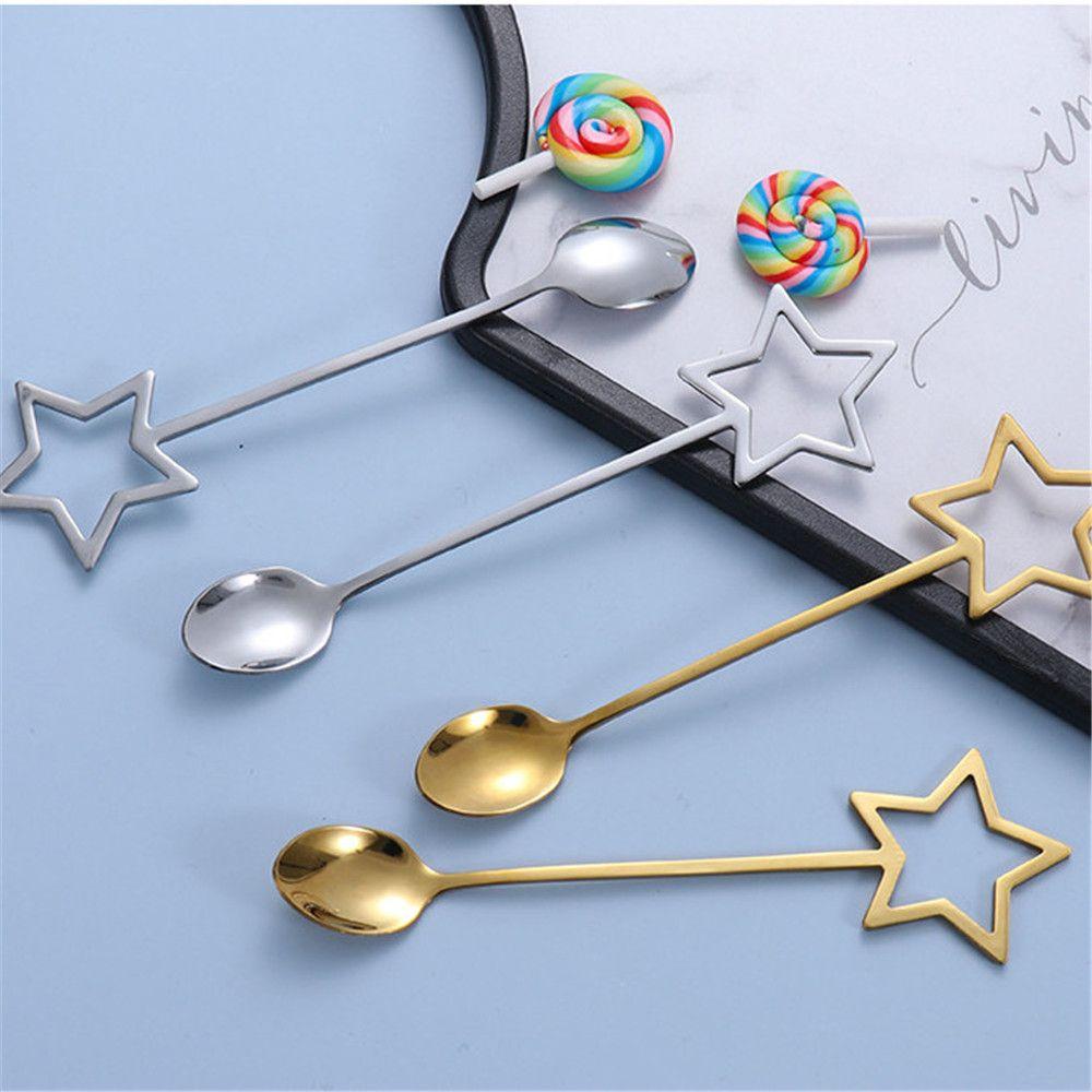 Creative Stirring Teaspoon Dessert Scoop Star Stainless Steel Milk Tea Stirrer Coffee Spoon