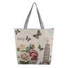 Cat Canvas Tote Bag With Embroidery For Casual Travel And Shopping