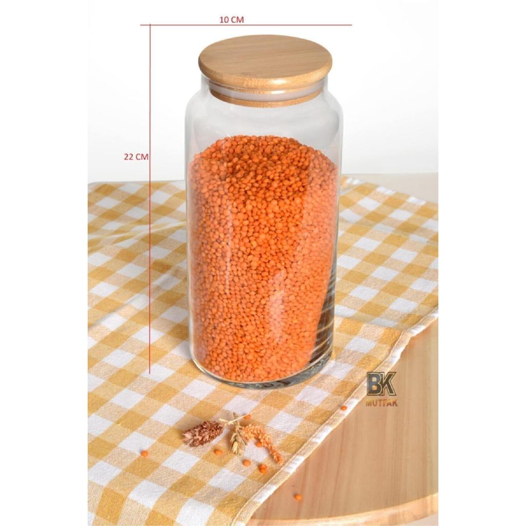 Set Of 6 Vacuumed Large Size 1300ml Jars With Bamboo Lids