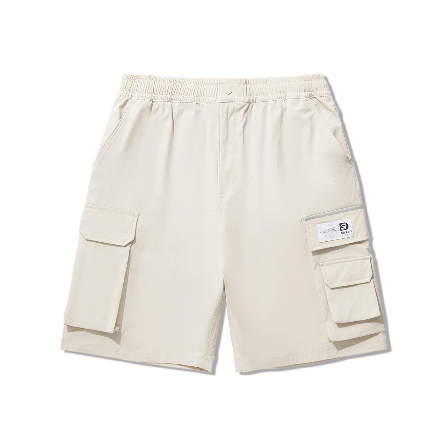 

Li Ning Серия Скейтборд Однотонные Дышащие Прямые Повседневные Шорты со Средней Посадкой Мужские шорты Овсяно-Серый AKSU159-2 M