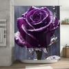 Delightful Raindrops Shower Curtain Purple Rose Design For Modern Bathrooms Decor 3D Printed Fabric Waterproof Bathroom Accessor