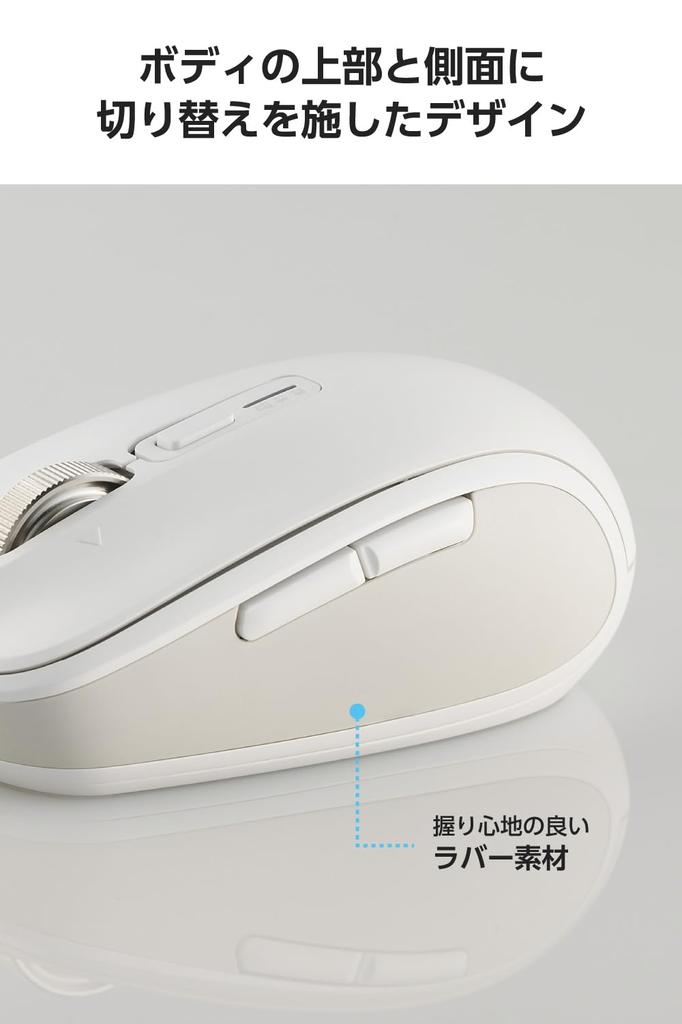 ELECOM Wireless Mouse Bluetooth Scroll Tilt Medium White OSMOD8, Silent, 2.4GHz, 3-Device Multi-Pairing, High-Speed + Wheel, Size, (M-MY50MBSWH-G)