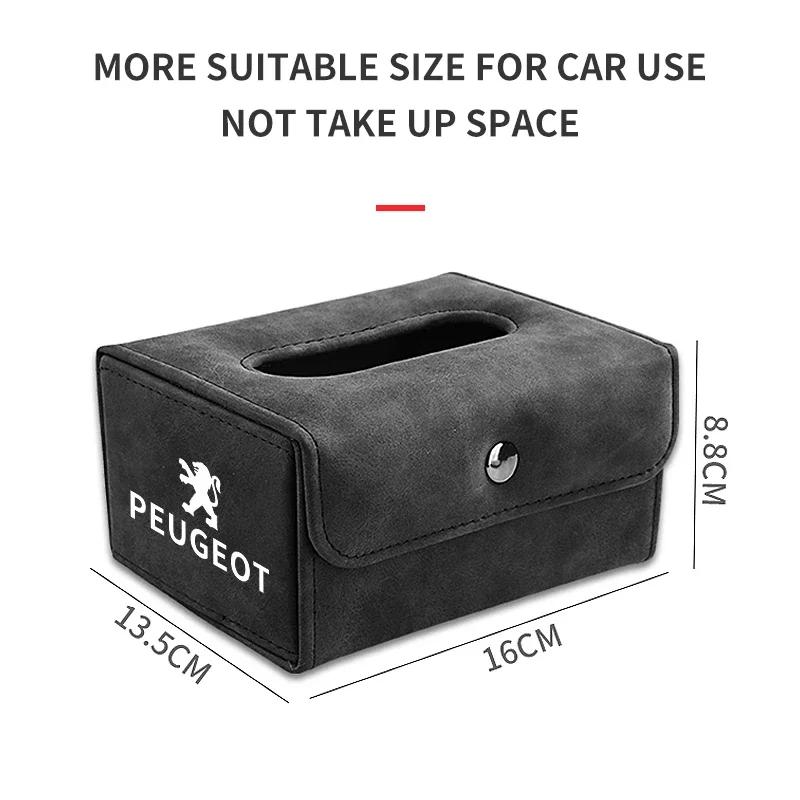 Car Sticker Suede Car Tissue Box Cover Napkin Paper Storage Box Car Interior Accessories For Peugeot 308 408 508 RCZ 208 3008 20