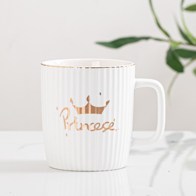 European Ceramic Mug Striped Mug Set Couple Cup Advertising Gift Souvenir