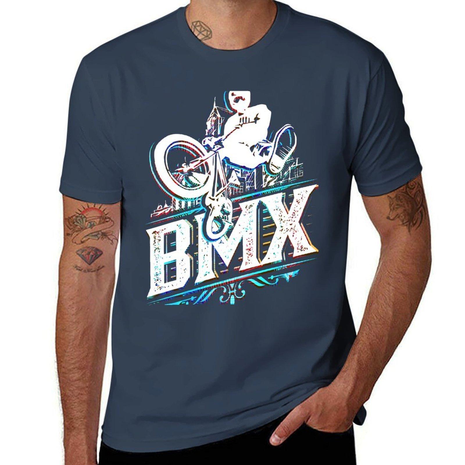 Ретро Одежда для BMX - Классическая Винтажная Футболка BMX Прыжок футболки для мужчины хлопок смешная мужская футболка летняя Футболка S