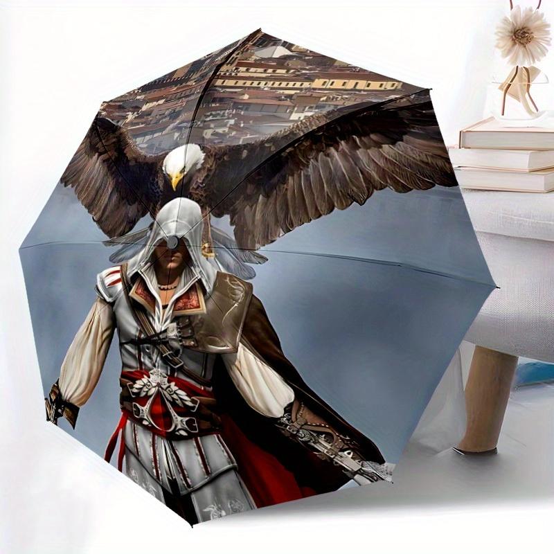 1pc Assassin's Creed Self-Folding Umbrella, 8-Bone Compact Travel Umbrella, Durable Plastic And Iron Frame110