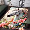 1PC Horse with blooming floral garland Carpet for Living Room Bedroom Sofa Home Decor Rus Non-slip Floor Mat Luxury Gift