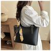 Chic Silk Scarf Handle Tote Bag for Women Stylish Bucket Shoulder Handbag